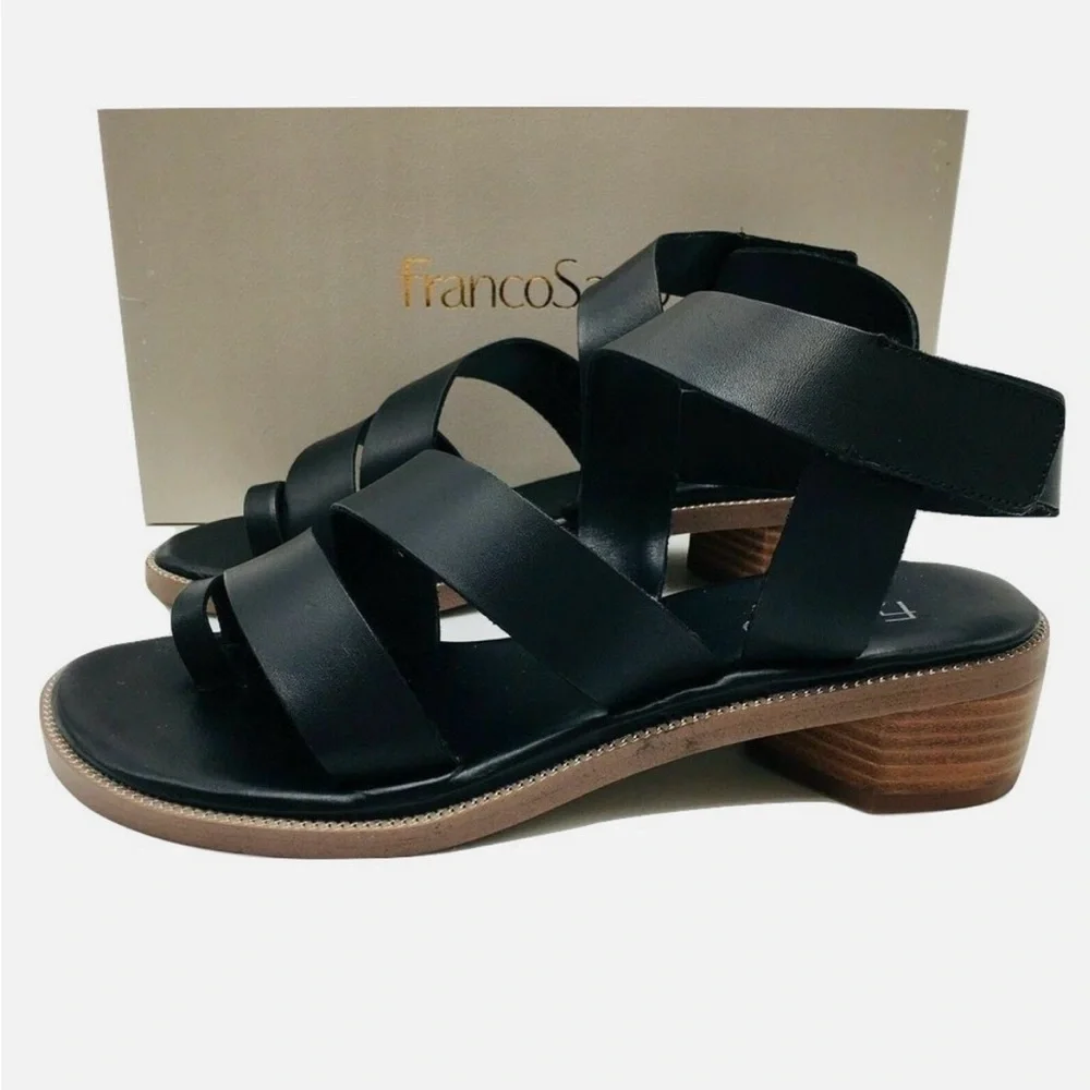 Franco Sarto Laritza Strappy Sandals, Black, New in Box
